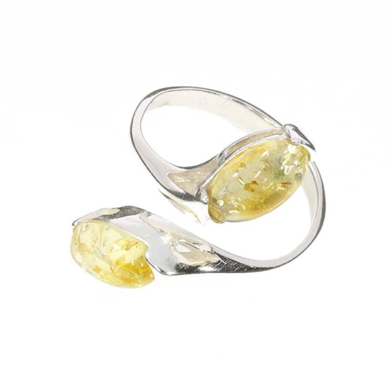 Amberman - Citrine Amber Sterling Silver Adjustable Ring - The Oddity Den