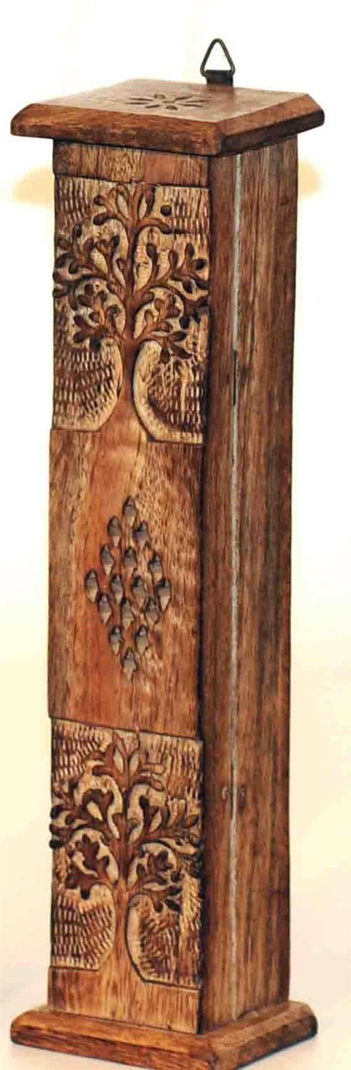 Mango Wood Tower Incense Burner - Tree of Life - The Oddity Den