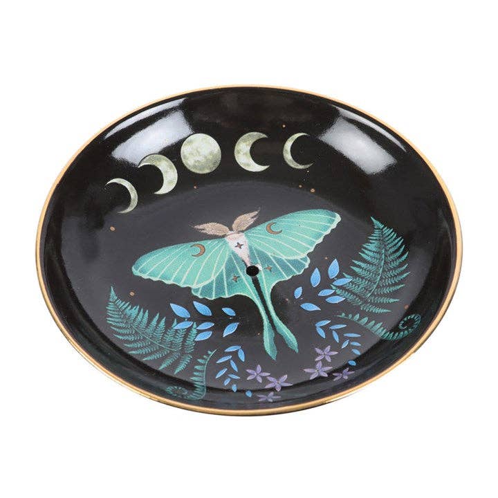 Something Different Wholesale - Luna Moth Ceramic Incense Plate - The Oddity Den