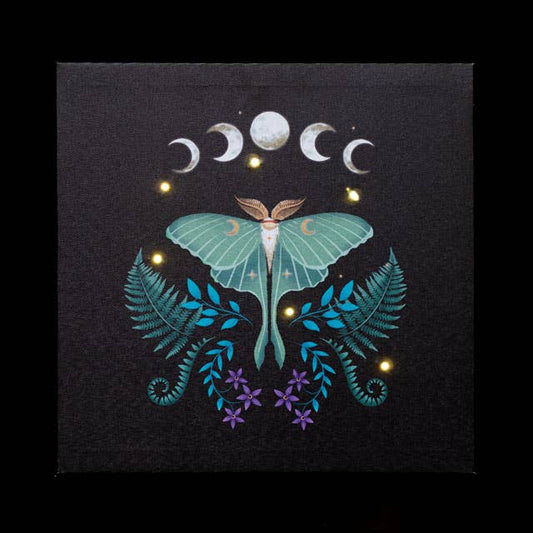 Something Different Wholesale - Luna Moth Light Up Canvas Plaque - The Oddity Den