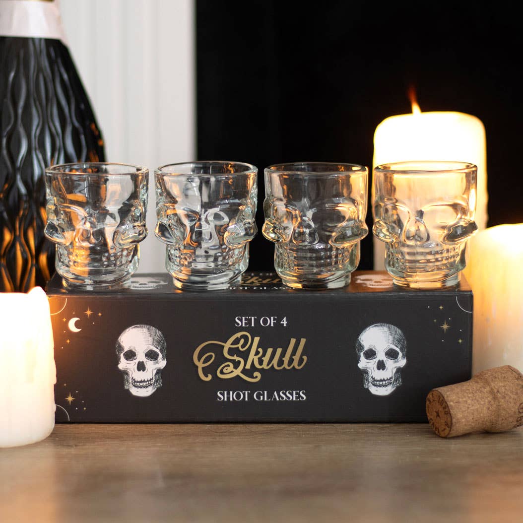 Something Different Wholesale - Set of 4 Skull Shot Glasses Set - The Oddity Den