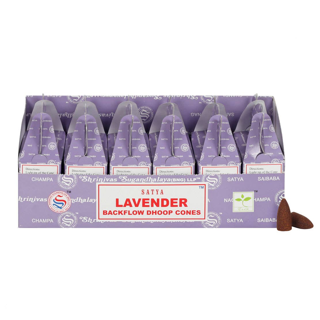 Something Different Wholesale - Set of 6 Packets of Satya Lavender Backflow Dhoop Cones - The Oddity Den