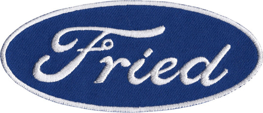 Square Deal Recordings & Supplies - Patch - "Fried" - Blue And White Logo - The Oddity Den