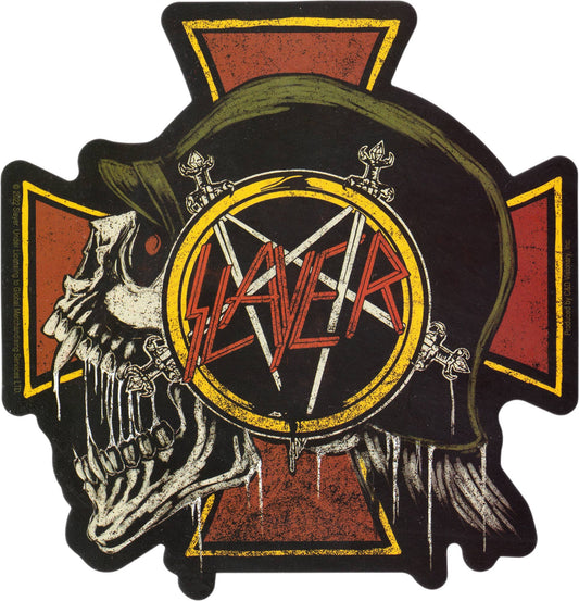 Square Deal Recordings & Supplies - Sticker - Slayer - Skull And Iron Cross Logo - The Oddity Den