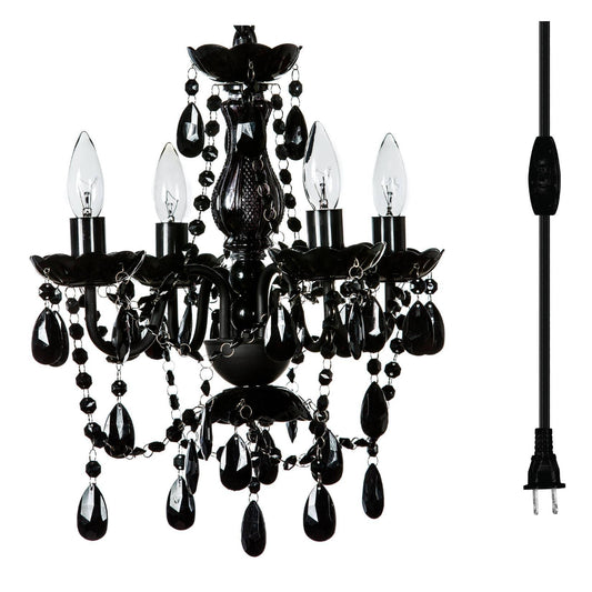 4 Light Black Plug-in Victorian Style Chandelier - The Oddity Den