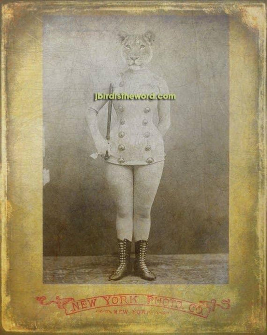 Antique Pet Photos - 5" x 7" Lion Tamer Print - The Oddity Den