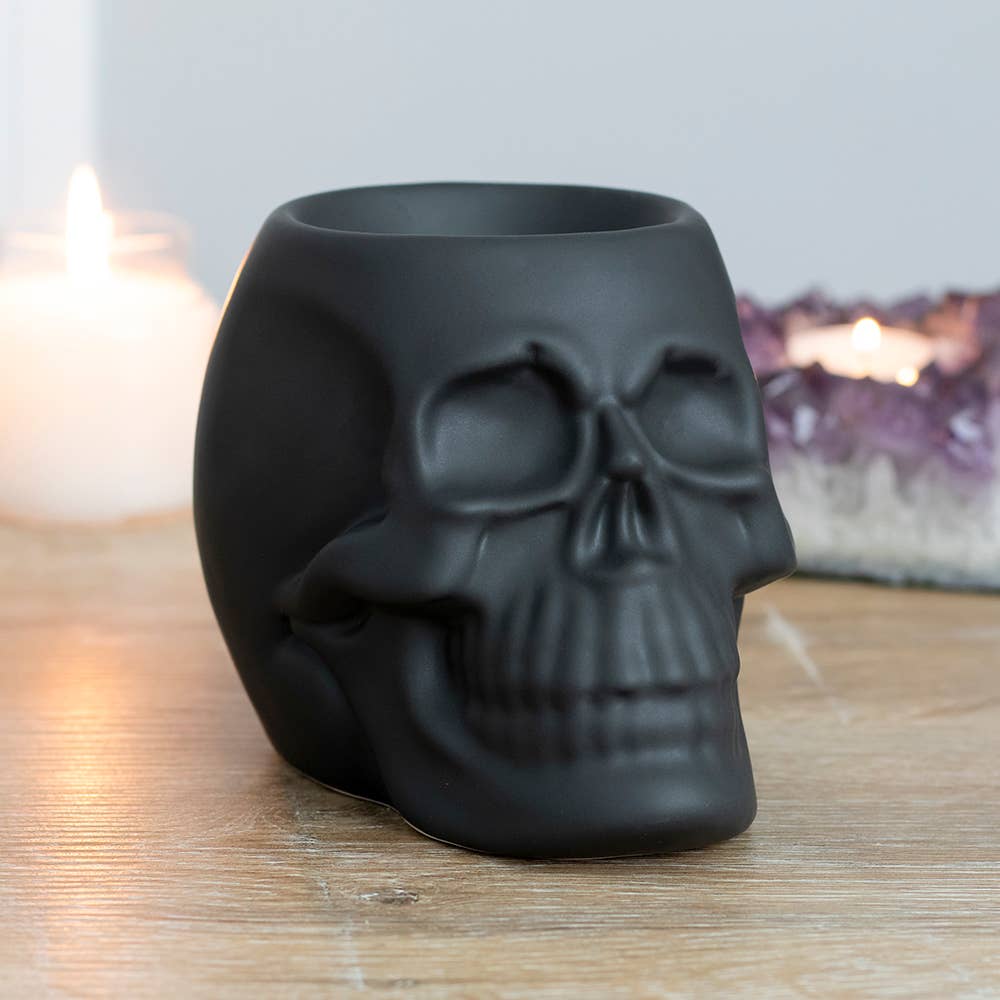 Black Skull Oil Burner - The Oddity Den