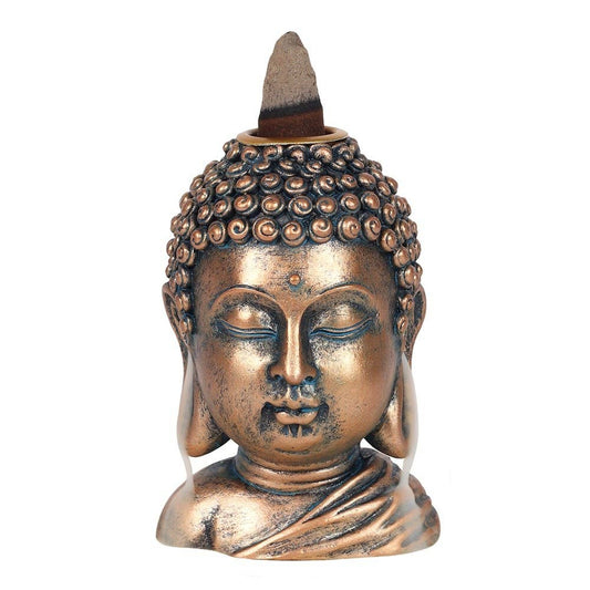 Bronze Buddha Head - Backflow Incense Burner - The Oddity Den