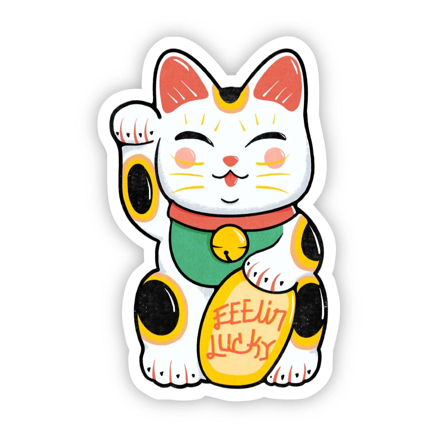 Feelin Lucky Cat Sticker - The Oddity Den
