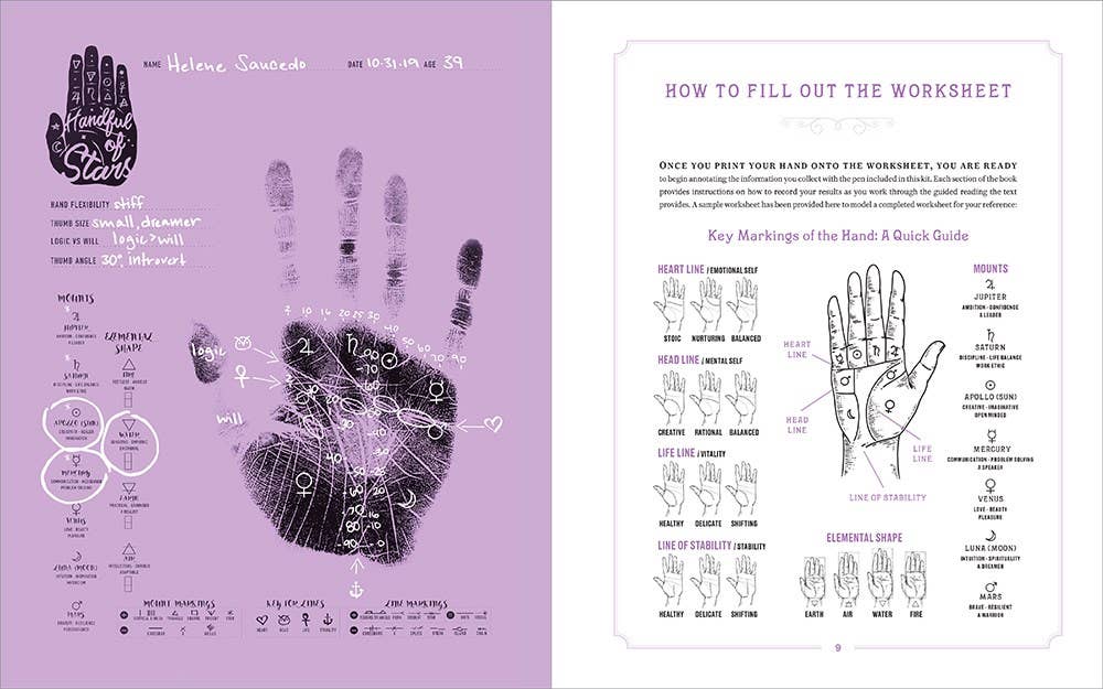 Handful of Stars: Palmistry Guidebook and Hand-Printing Kit - The Oddity Den