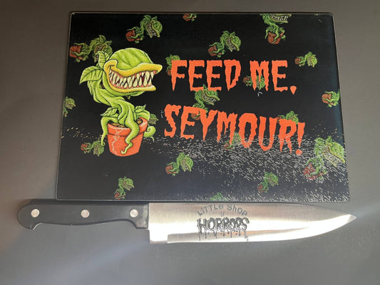 Little Shop Of Horrors Sublimated Glass Cutting Board With Matching Knife - The Oddity Den
