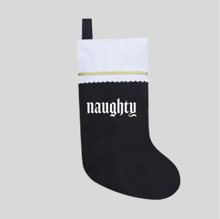 Naughty - Black Christmas Stocking - The Oddity Den