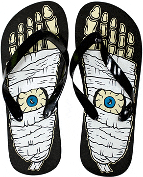 Sourpuss Mummy Flip Flops - The Oddity Den