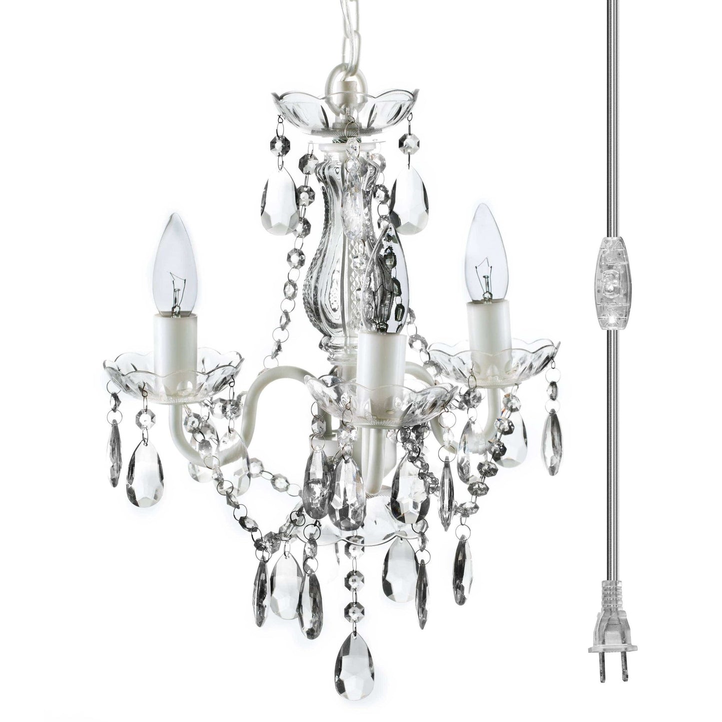 Three Light Crystal Plug-in Chandelier - The Oddity Den