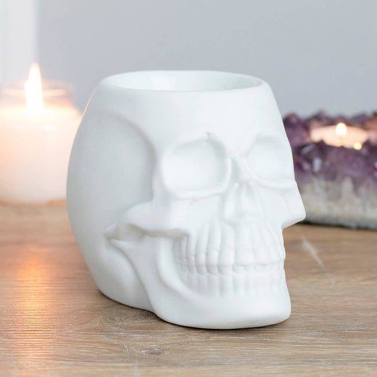 White Skull Oil Burner - The Oddity Den